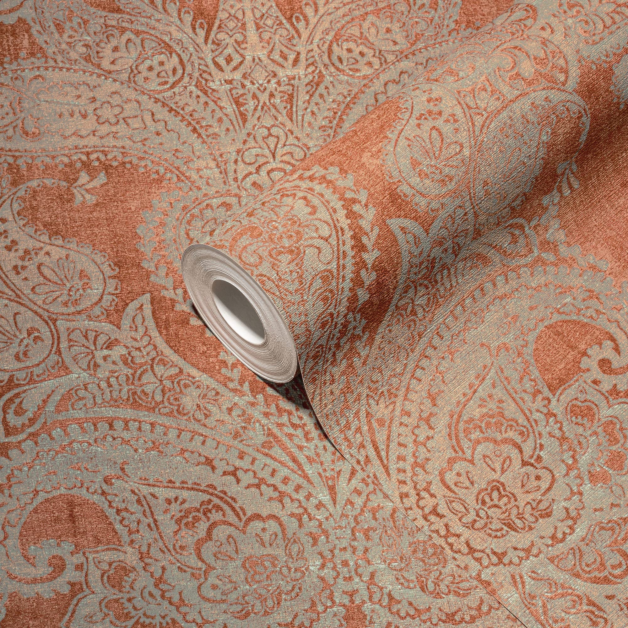 livingwalls-ornament-vliestapete-orange-t-rkis-10-05x0-53m image 2