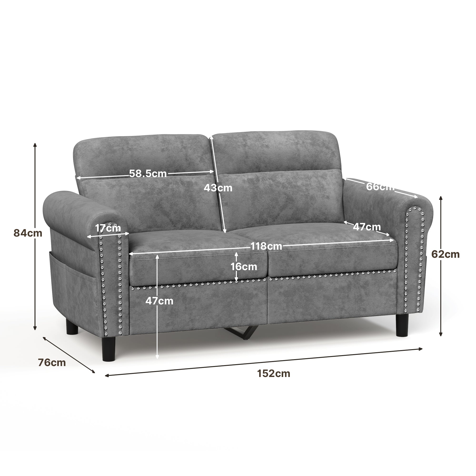 bealife-ar72-2-sitzer-sofa-dunkelgrau-mit-stauraum-seitentasche image 3