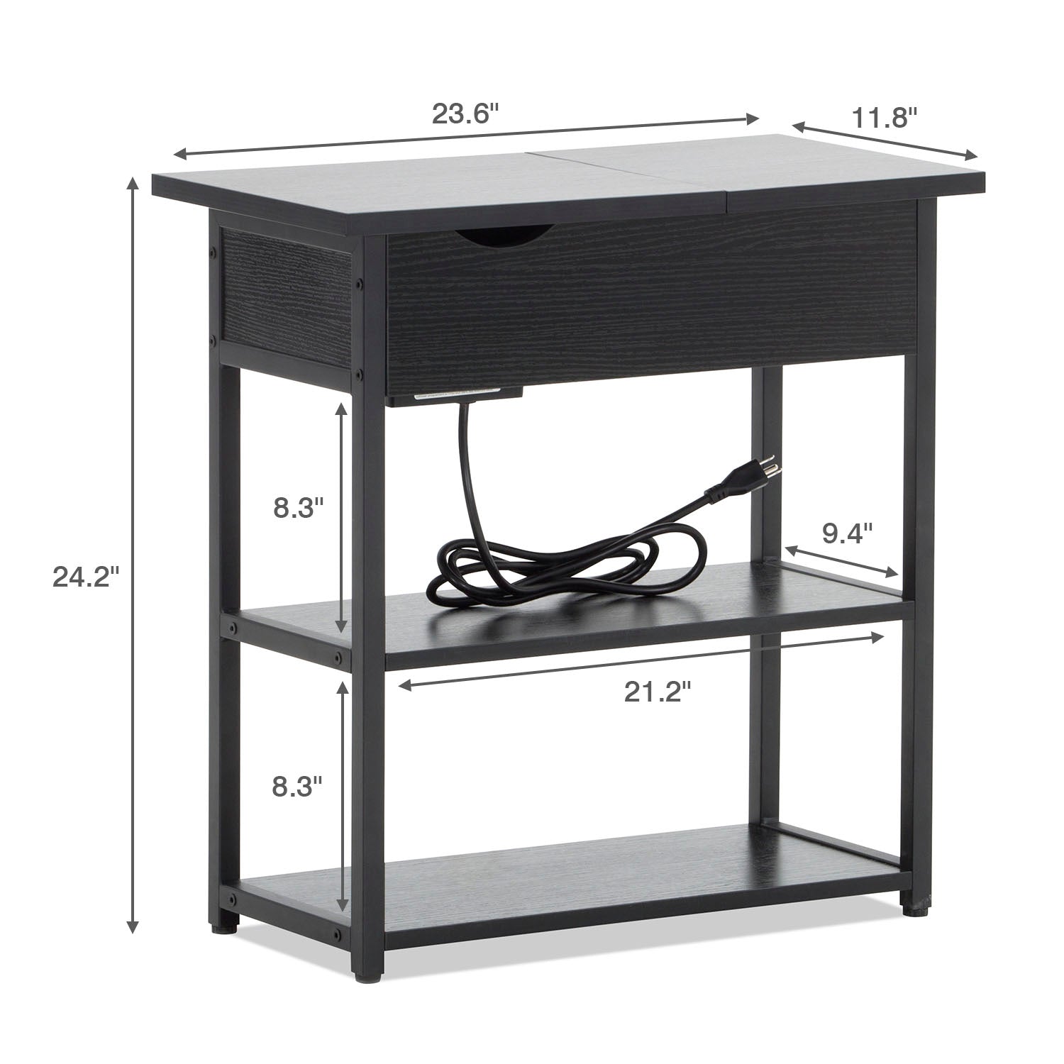 homall-office-desk-beistelltisch-schwarz-mit-steckdose-usb image 8