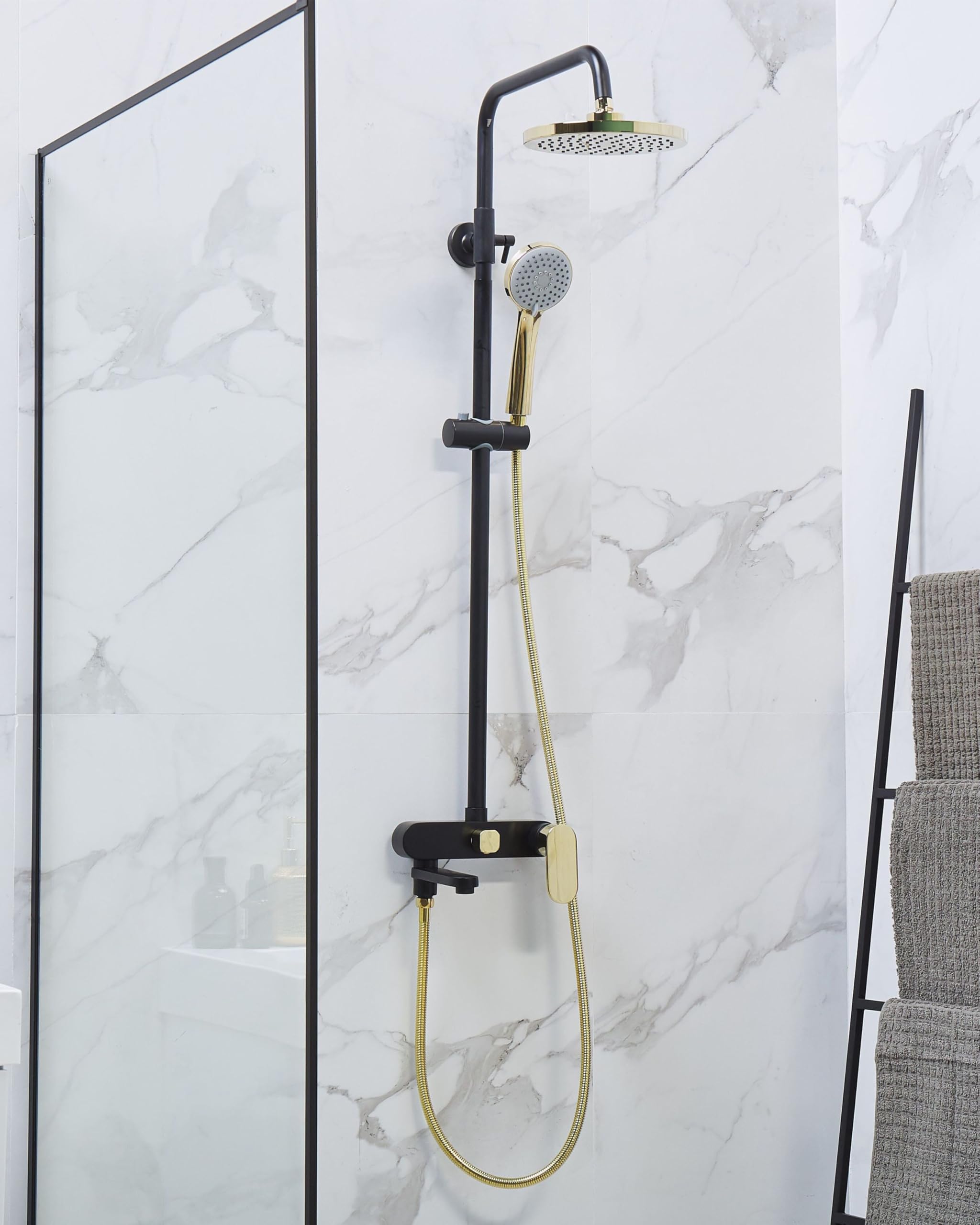 beliani-gurara-duschsystem-schwarz-gold-messing-wand image 2