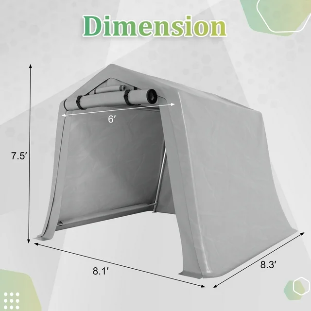 homall-metal-shed-zeltgarage-grau-6x8-wasserdicht-fahrrad-motorrad image 7