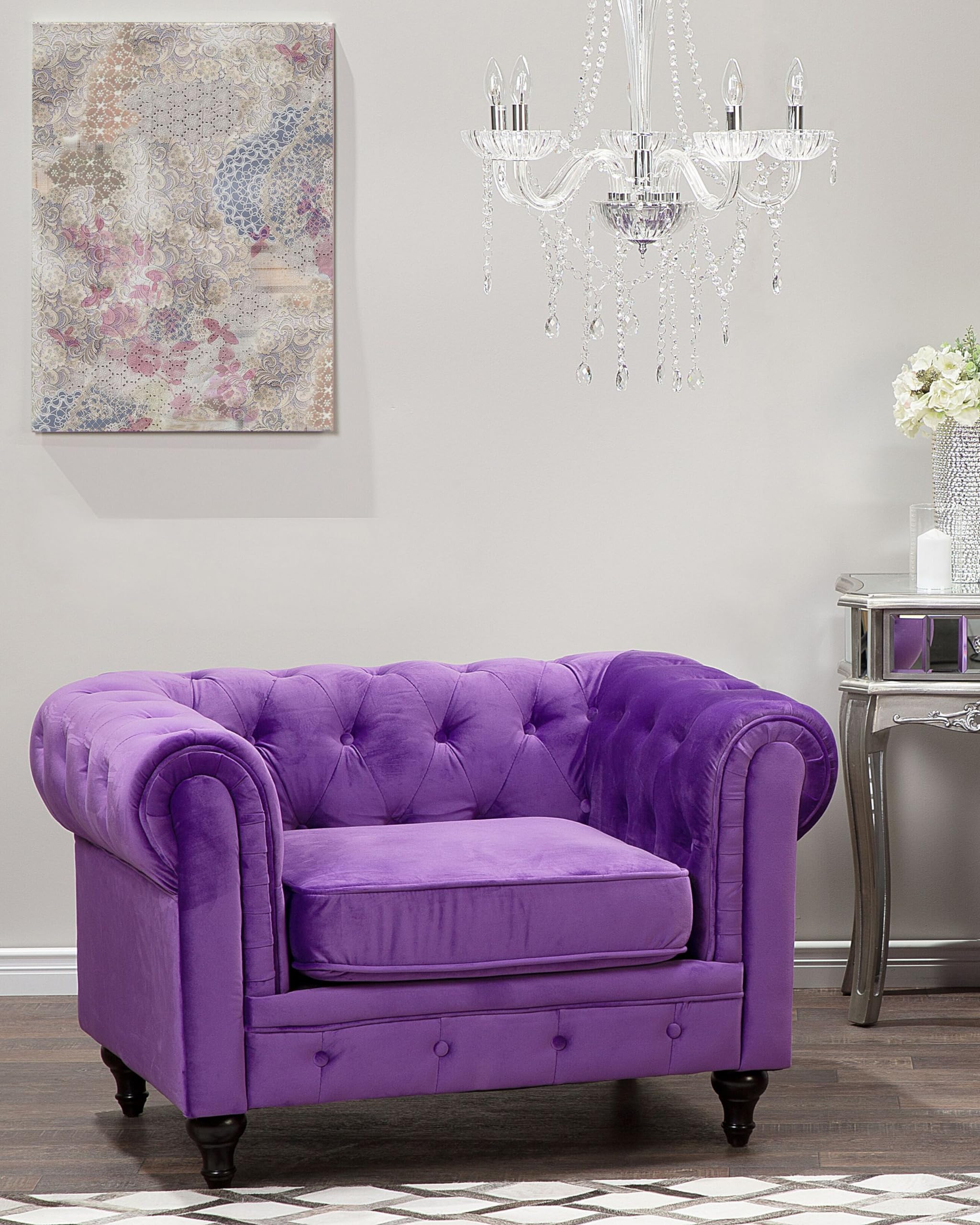 beliani-chesterfield-sessel-samt-violett-polstersessel image 2