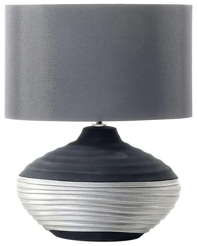 beliani-lima-tischlampe-grau-porzellan-kunstseide-e27 image 1