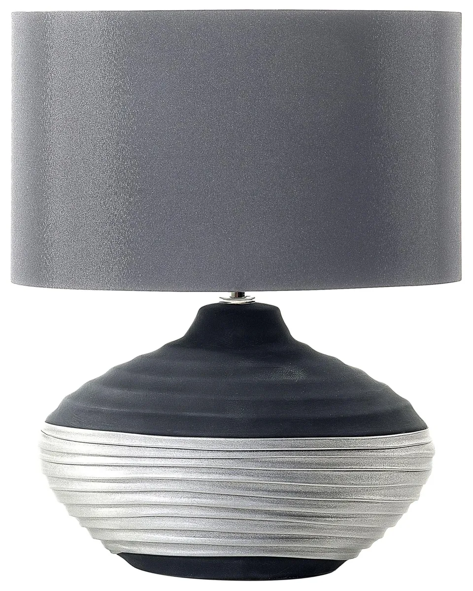 beliani-lima-tischlampe-grau-porzellan-kunstseide-e27 image 1