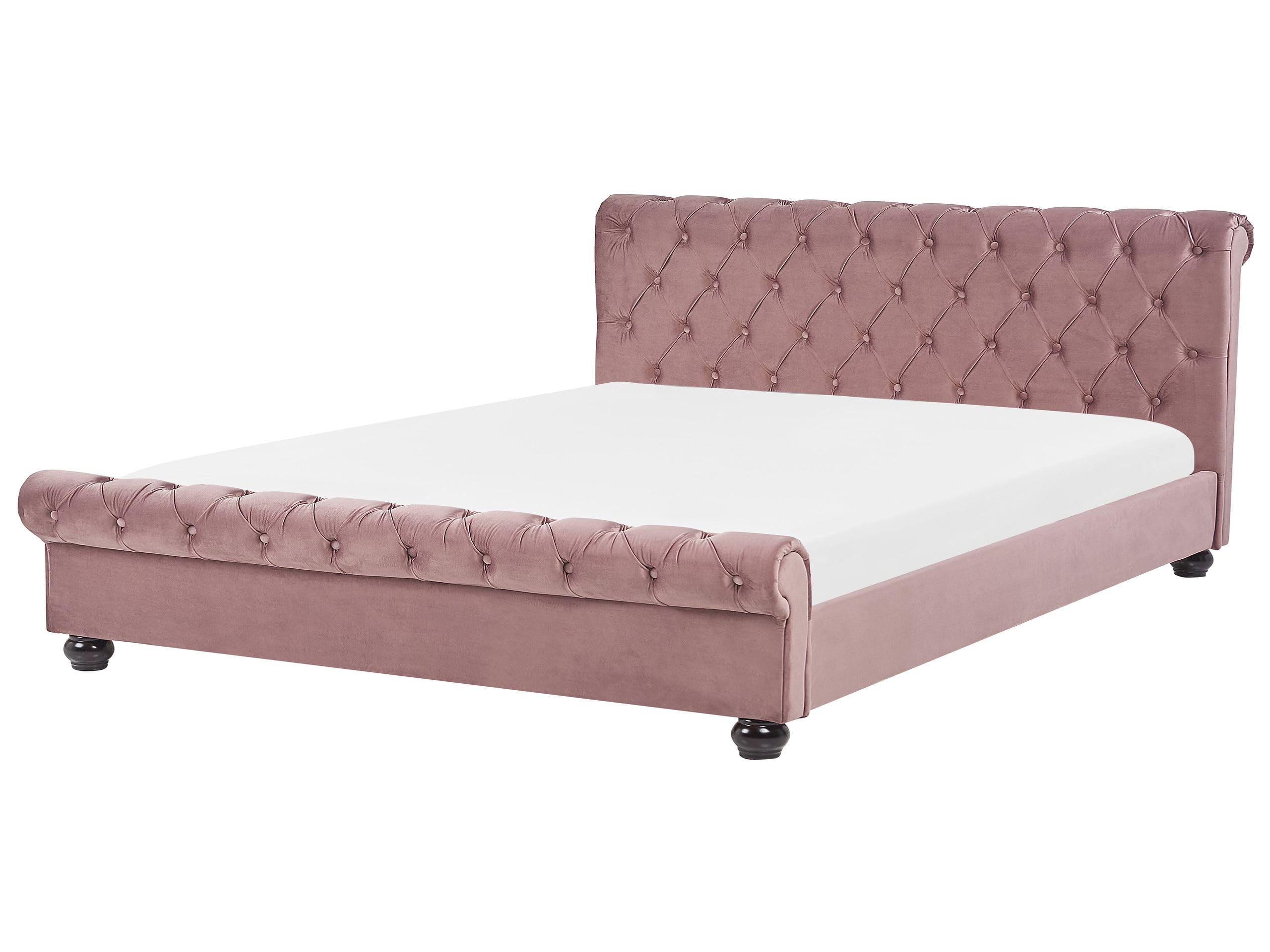 beliani-avallon-polsterbett-180x200-samt-rosa-chesterfield image 1