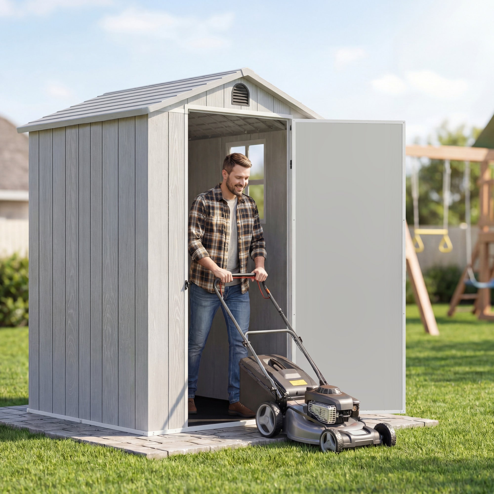 homall-metal-shed-ger-teschuppen-wei-4x4-abschlie-bar image 2