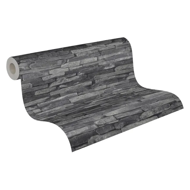 a-s-cr-ation-wood-n-stone-914224-vliestapete-grau-schwarz-steinoptik image 1