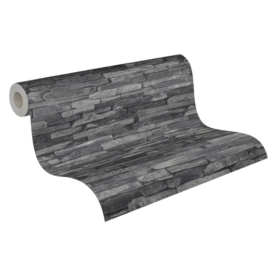 a-s-cr-ation-wood-n-stone-914224-vliestapete-grau-schwarz-steinoptik image 1