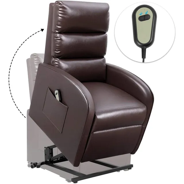 homall-recliner-chair-aufstehsessel-braun-leder-elektrisch image 1