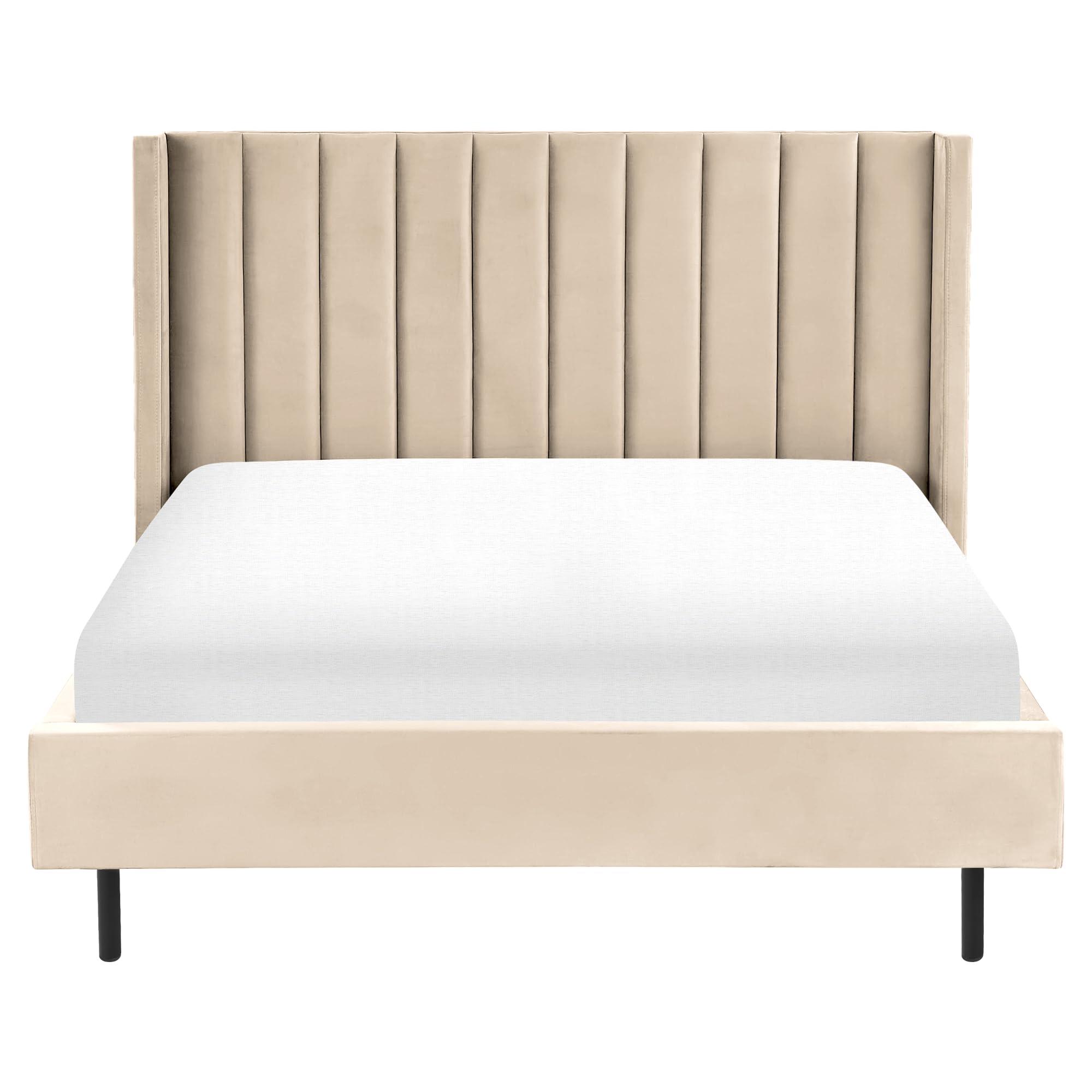 beliani-villette-samtbett-140x200-beige-hohes-kopfteil image 4