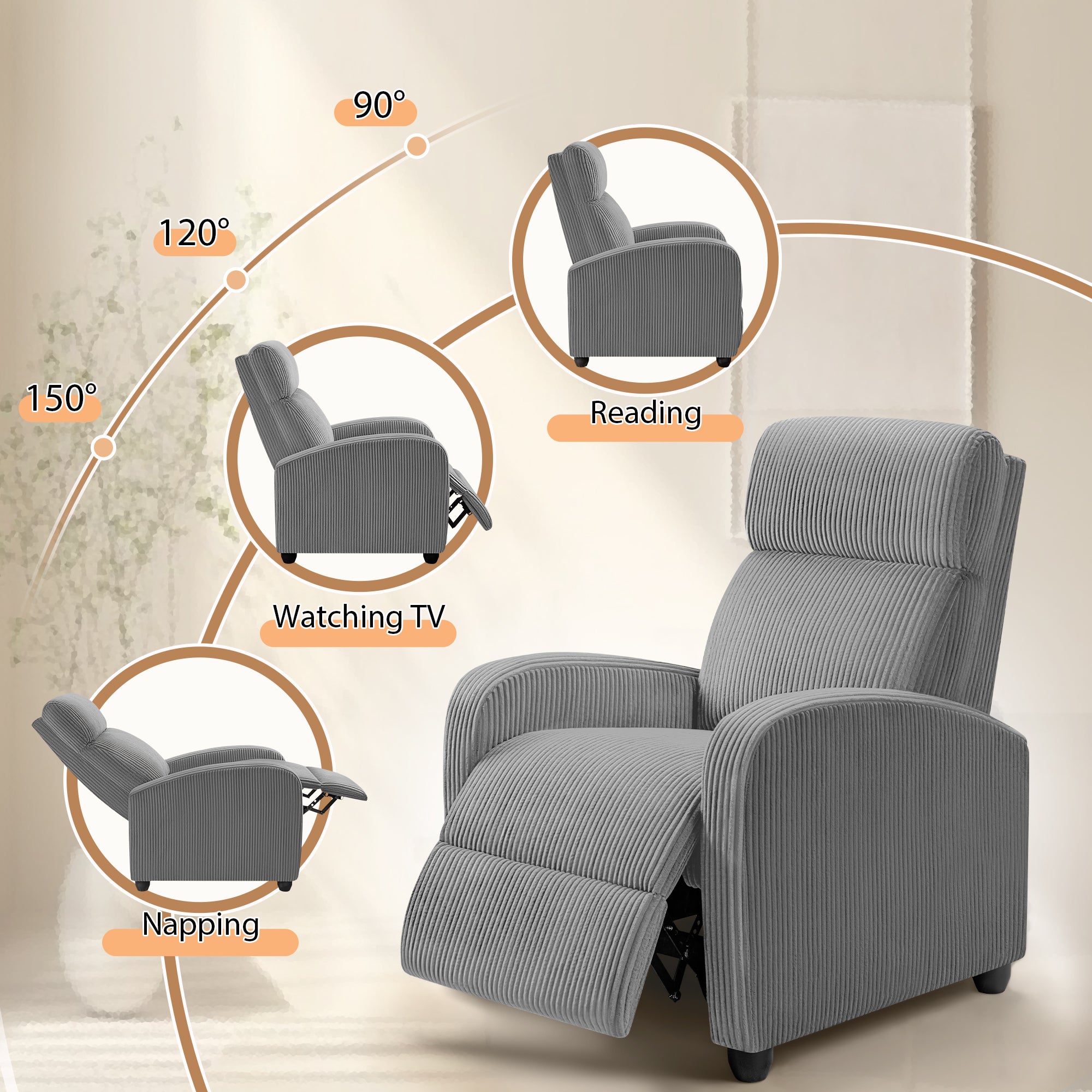 homall-recliner-chair-relaxsessel-grau-cord-massage-8-stufig image 2