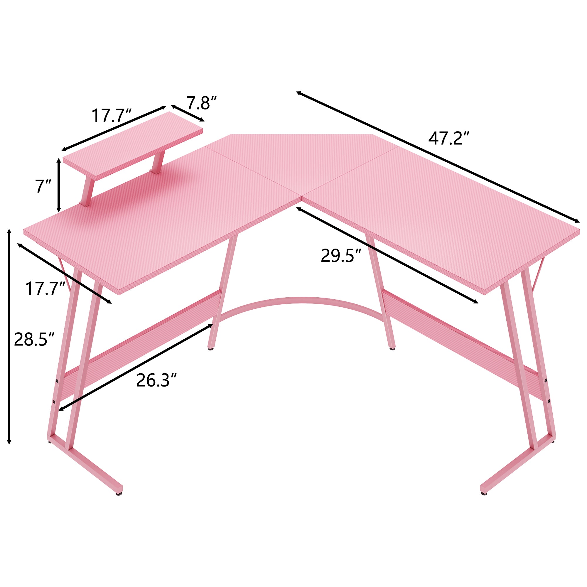 homall-gaming-desk-eck-schreibtisch-l-form-47-zoll-pink image 2