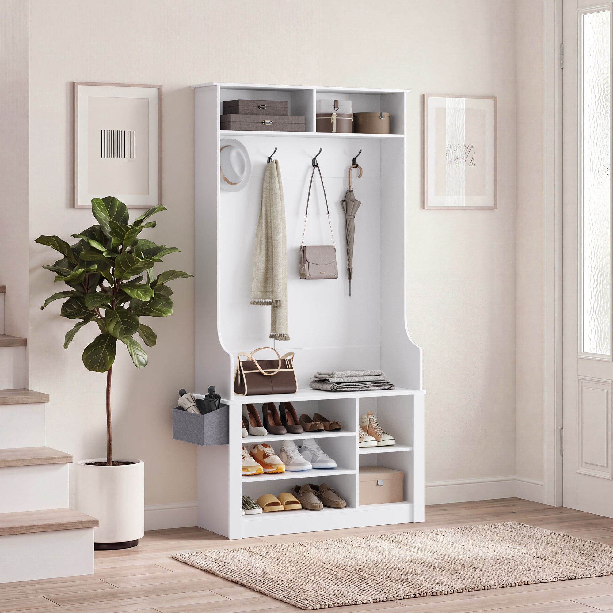bealife-fs29-garderobenschrank-wei-mit-schuhregal-und-haken image 8