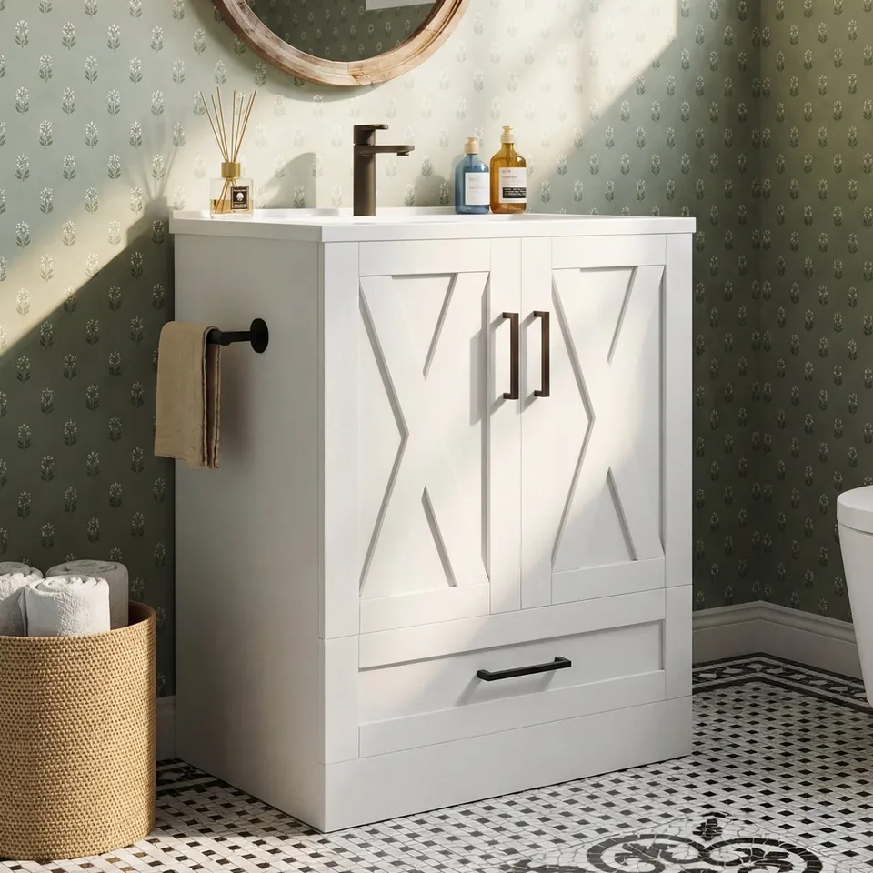 homall-bedroom-waschtisch-61cm-wei-landhaus-mit-waschbecken image 1