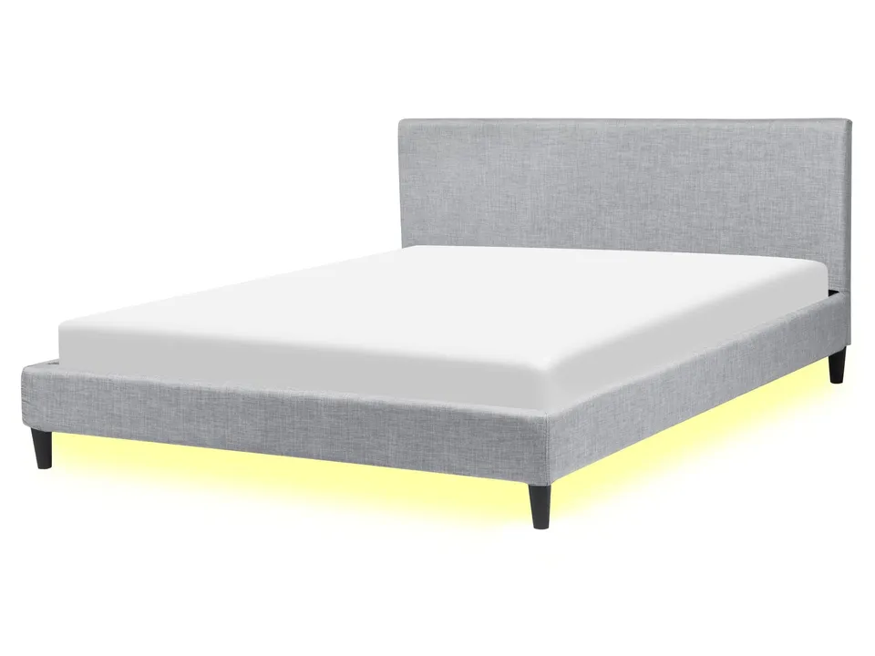 beliani-fitou-doppelbett-160x200-hellgrau-led image 1