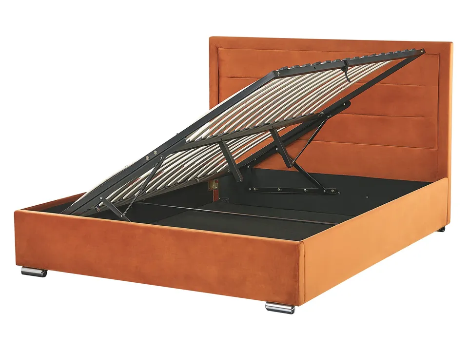 beliani-doppelbett-140x200-orange-velours-mit-stauraum image 1