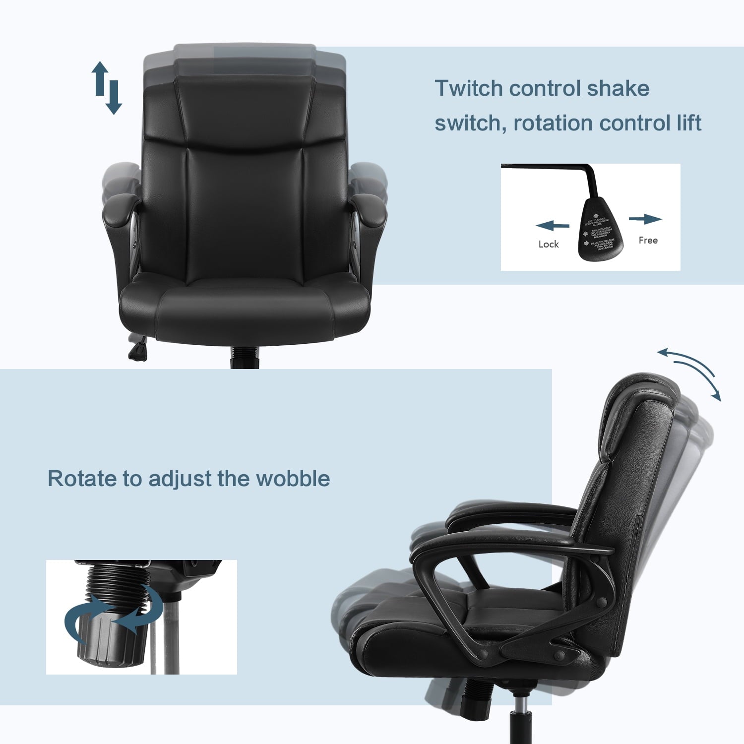 homall-office-leather-chair-b-rostuhl-schwarz-mid-back image 4