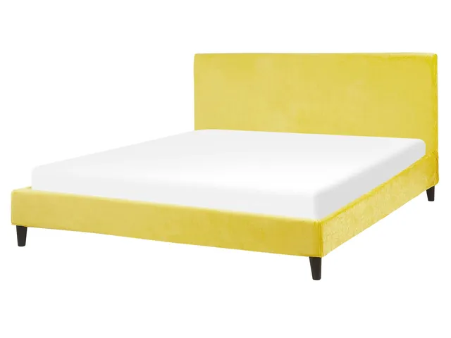 beliani-fitou-doppelbett-160x200-samt-gelb-abnehmbarer-bezug image 1