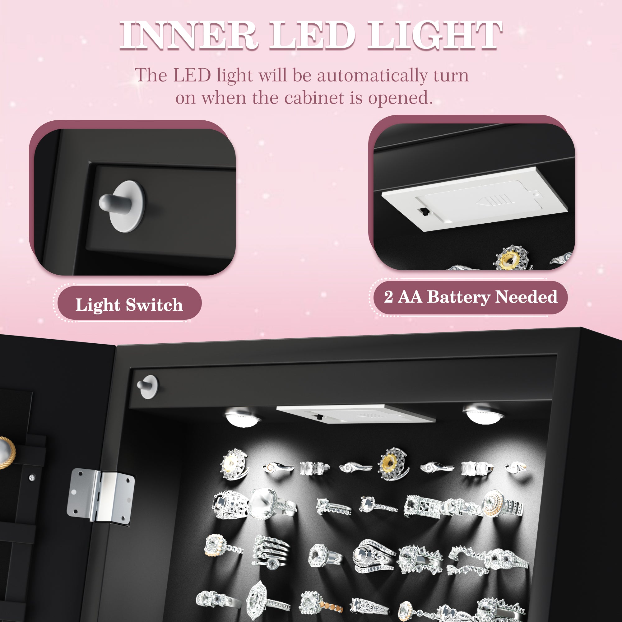 homall-shelf-schmuckschrank-wei-standspiegel-mit-led image 5