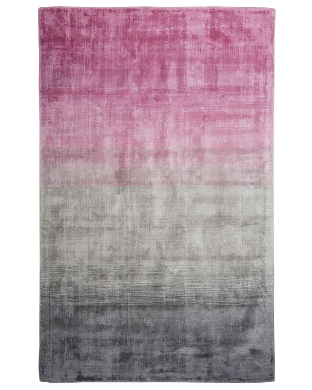 beliani-ercis-teppich-viskose-grau-rosa-140x200-cm image 1