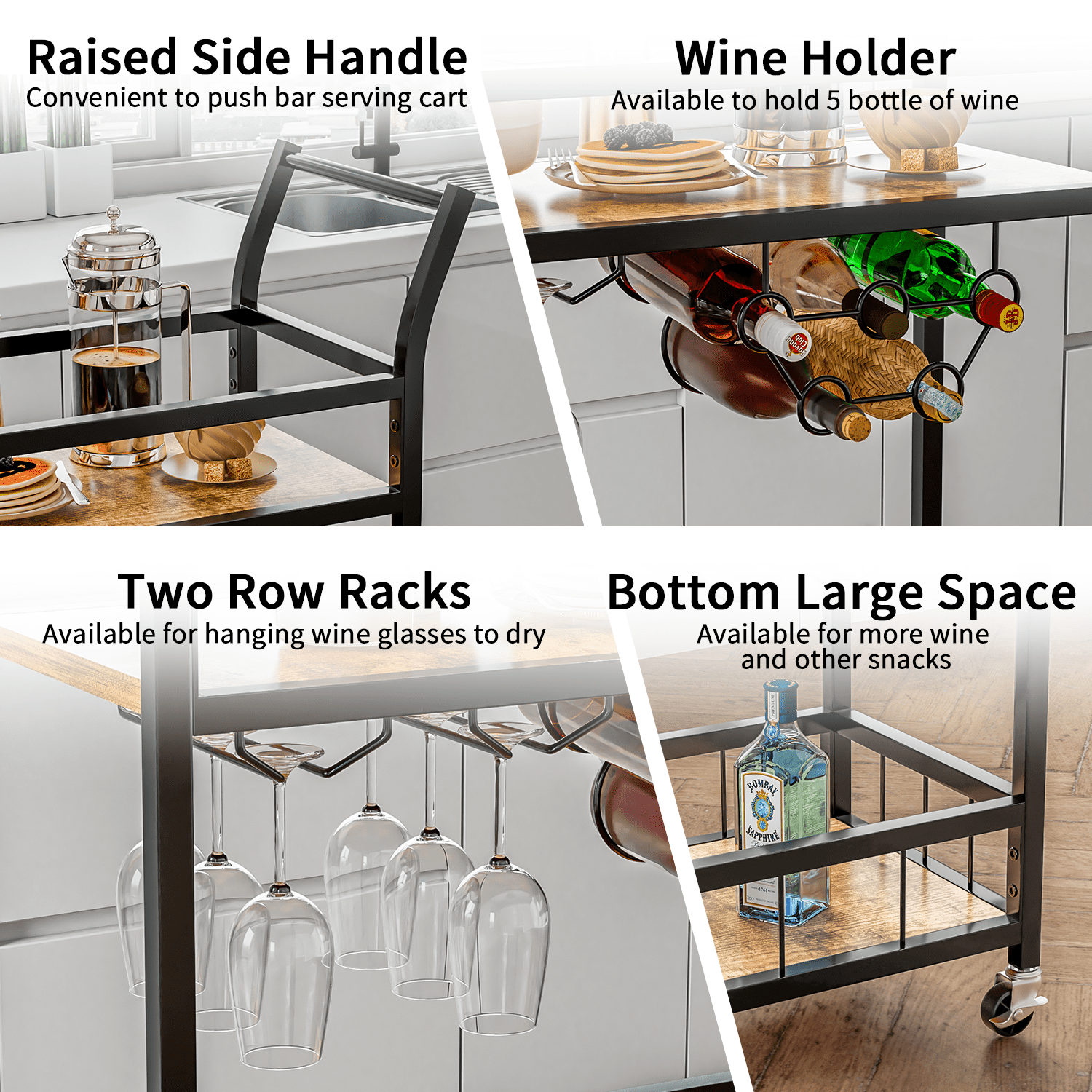 homall-shelf-servierwagen-schwarz-mit-weinregal-holz image 4