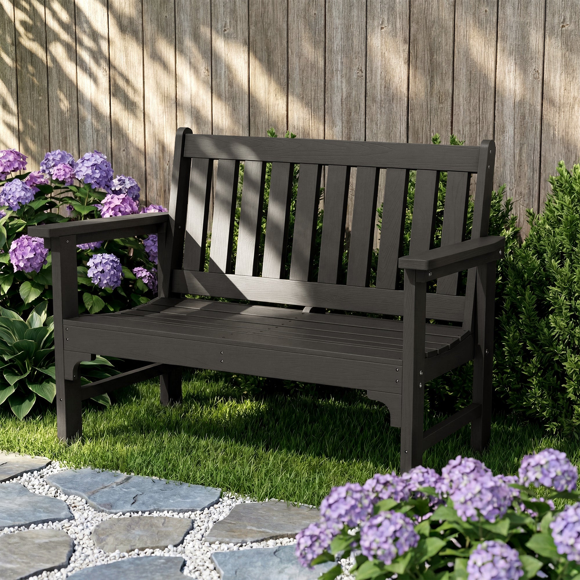 homall-patio-furniture-gartenbank-schwarz-2-sitzer-hdpe image 2