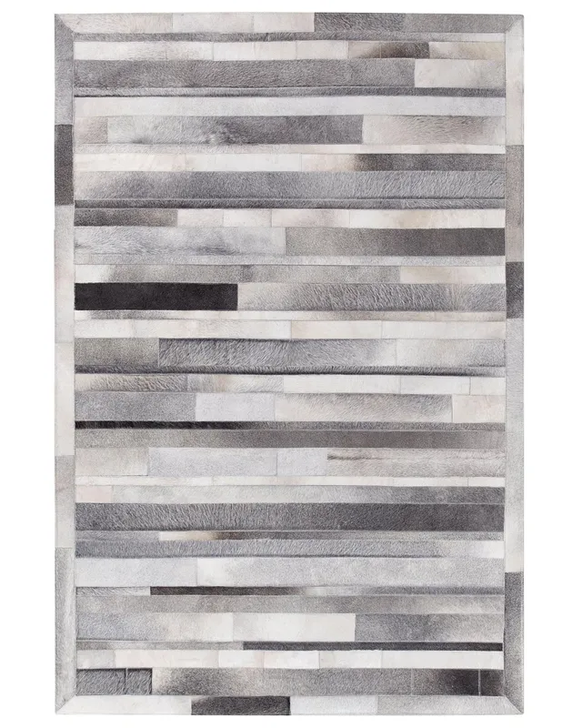 beliani-teppiche-azay-teppich-leder-hellgrau-140x200-cm image 1