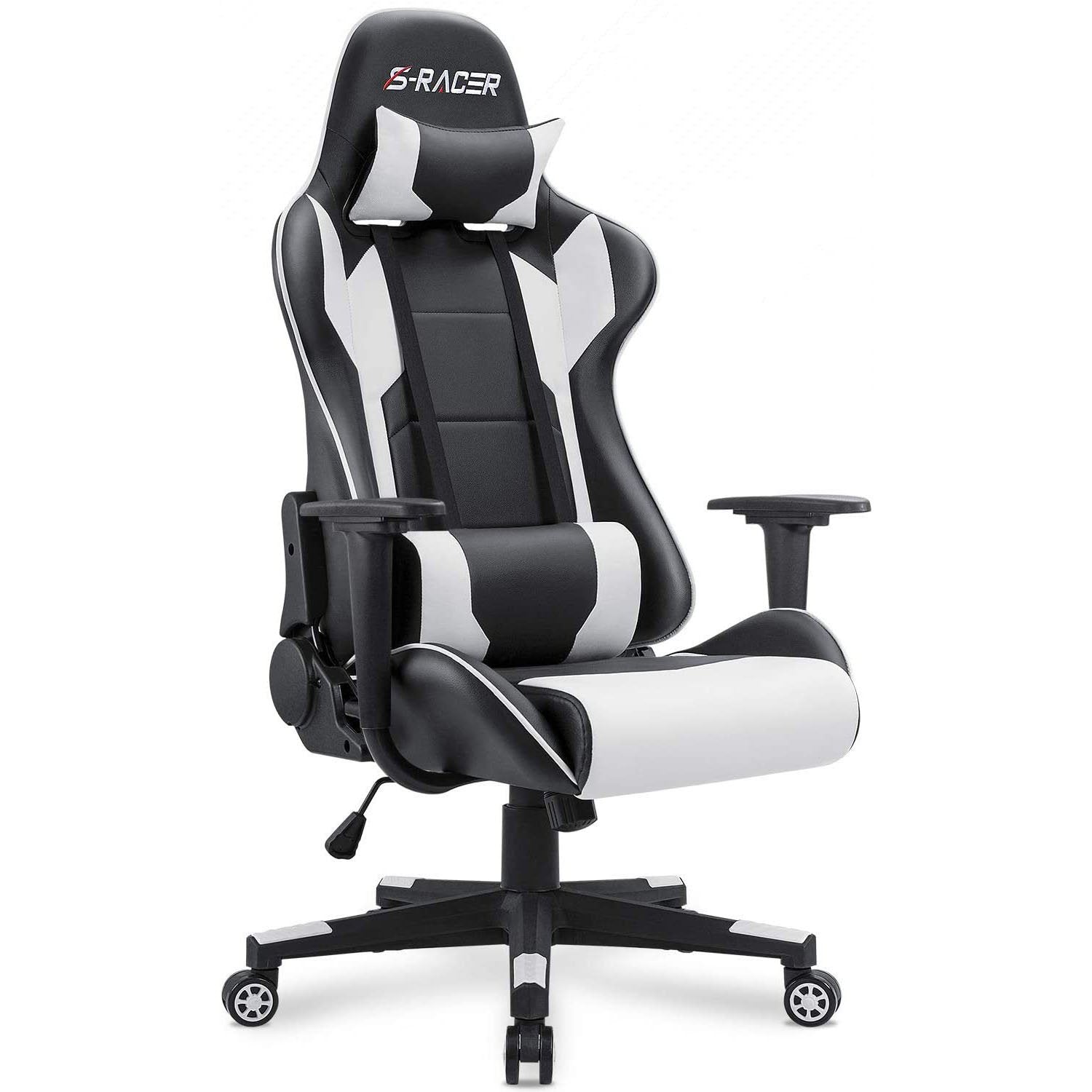 homall-gaming-racing-stuhl-schwarz-mit-kopfst-tze image 1