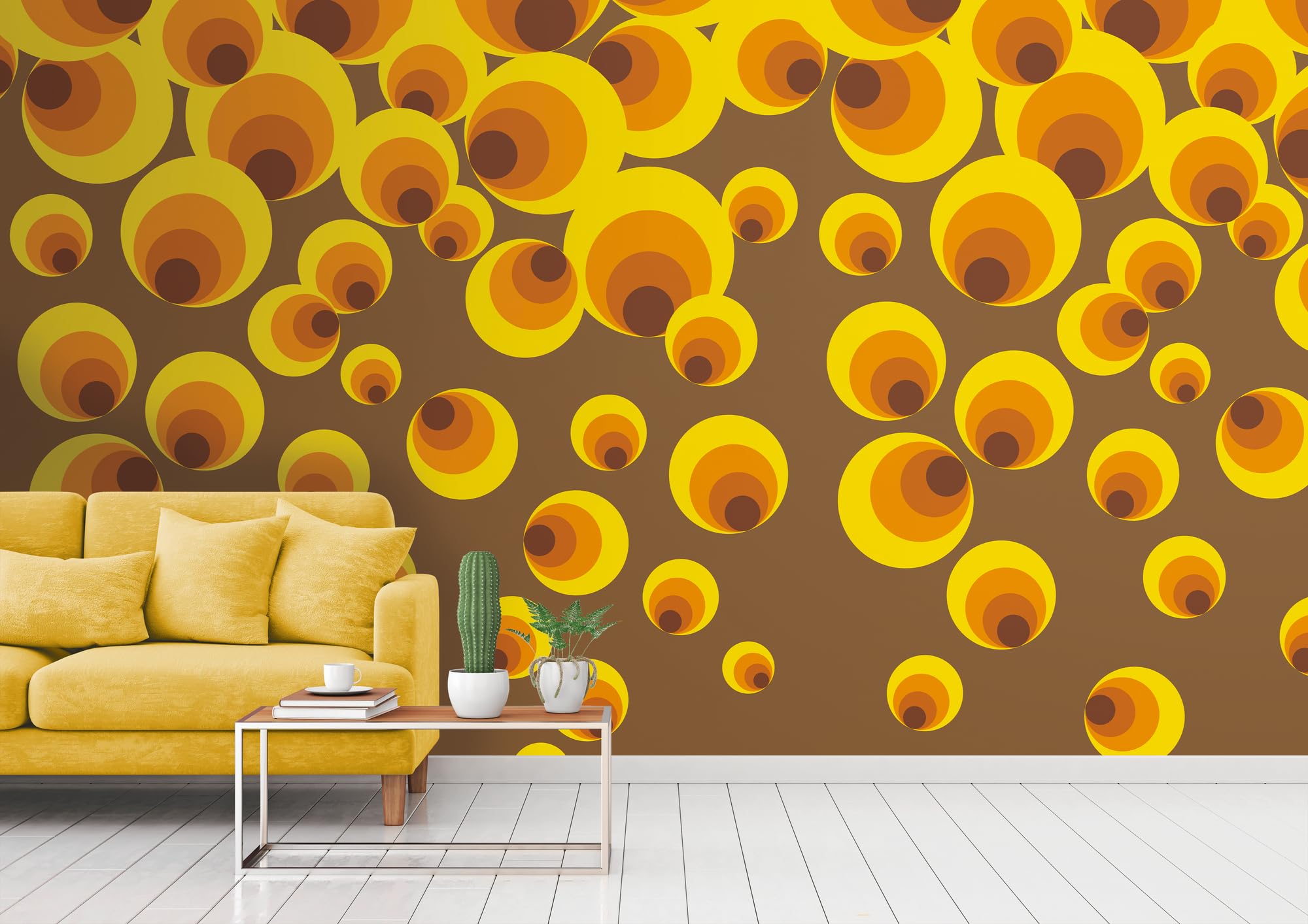 livingwalls-retro-fototapete-kreise-gelb-orange-2-8x1-59m image 8