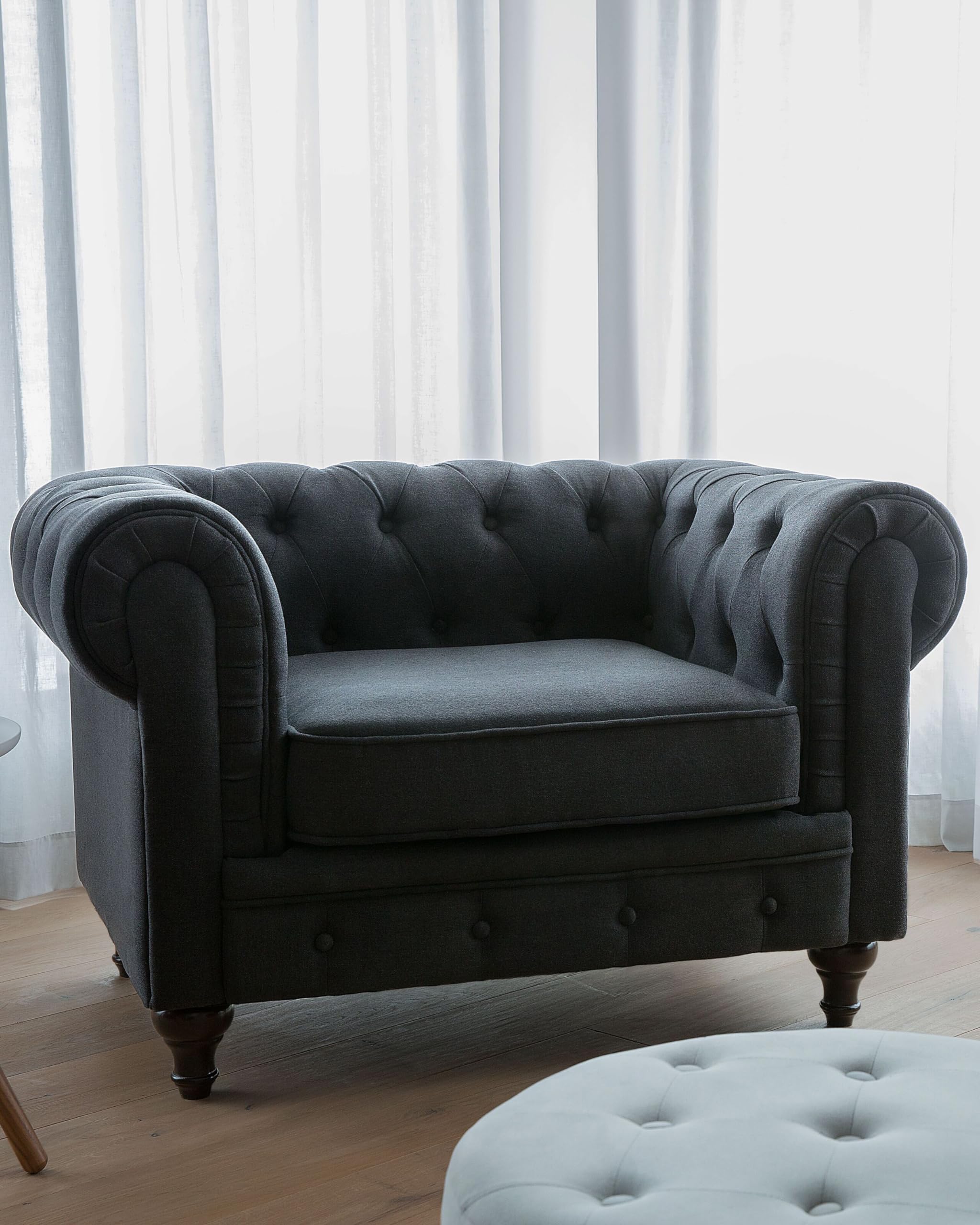 beliani-chesterfield-sessel-graphitgrau-polstersessel-stoff image 2