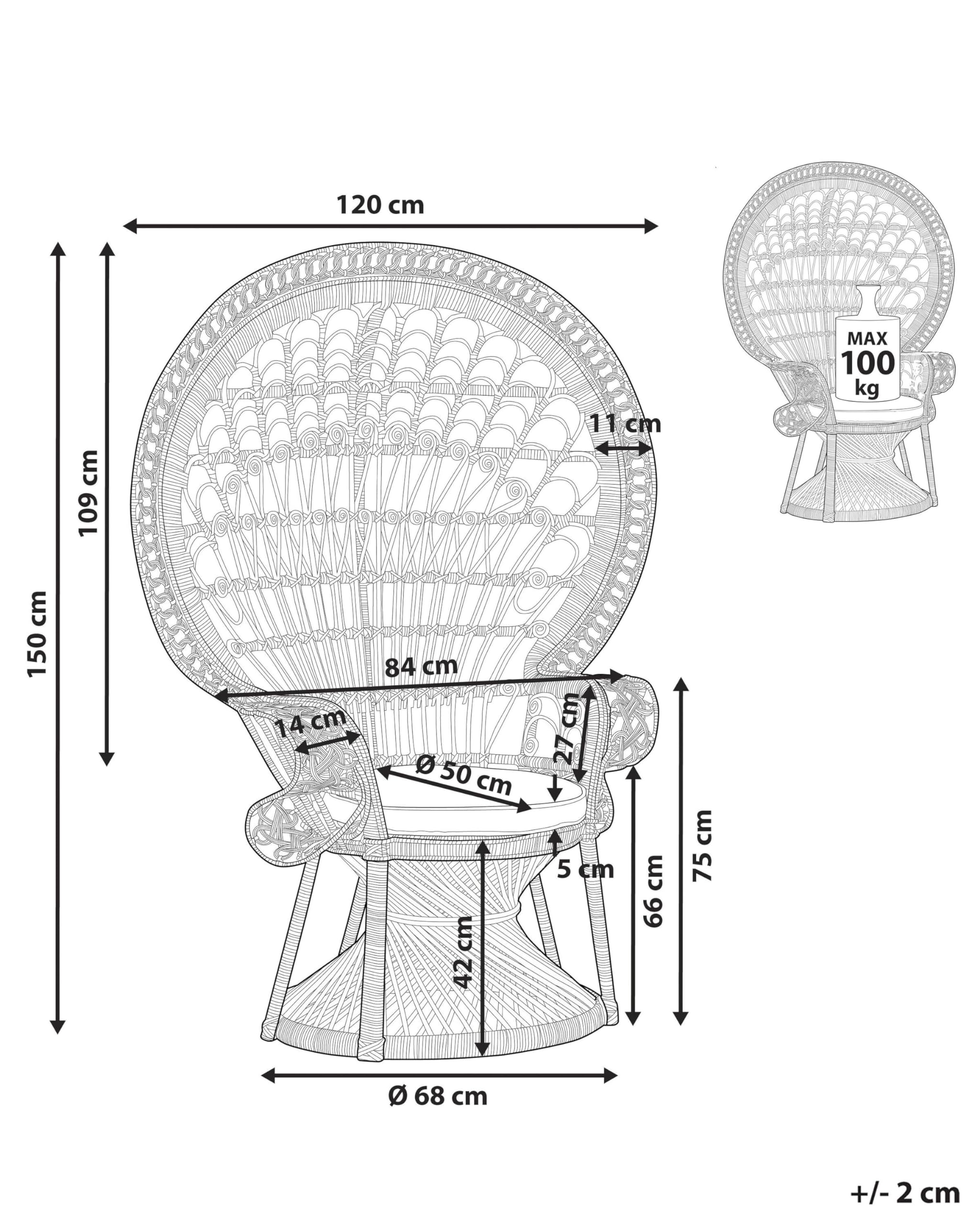 beliani-emmanuelle-pfauensessel-rattan-wei-mit-kissen image 3