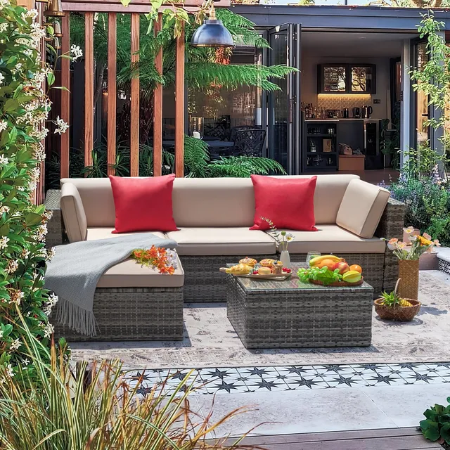 homall-patio-furniture-gartenlounge-5-teilig-grau-mit-glastisch image 1