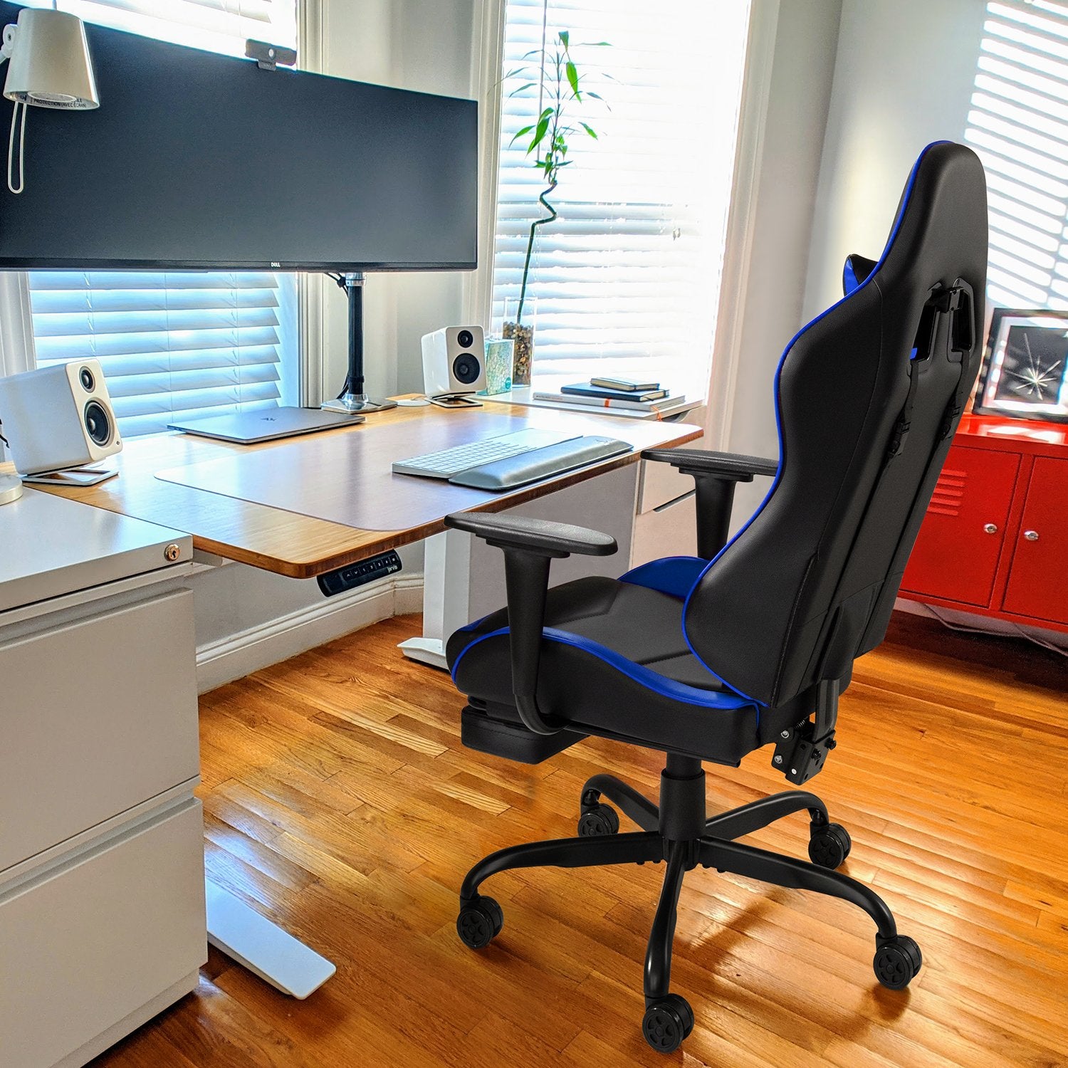 homall-gaming-desk-gamer-stuhl-blau-mit-fu-st-tze-pu-leder image 3