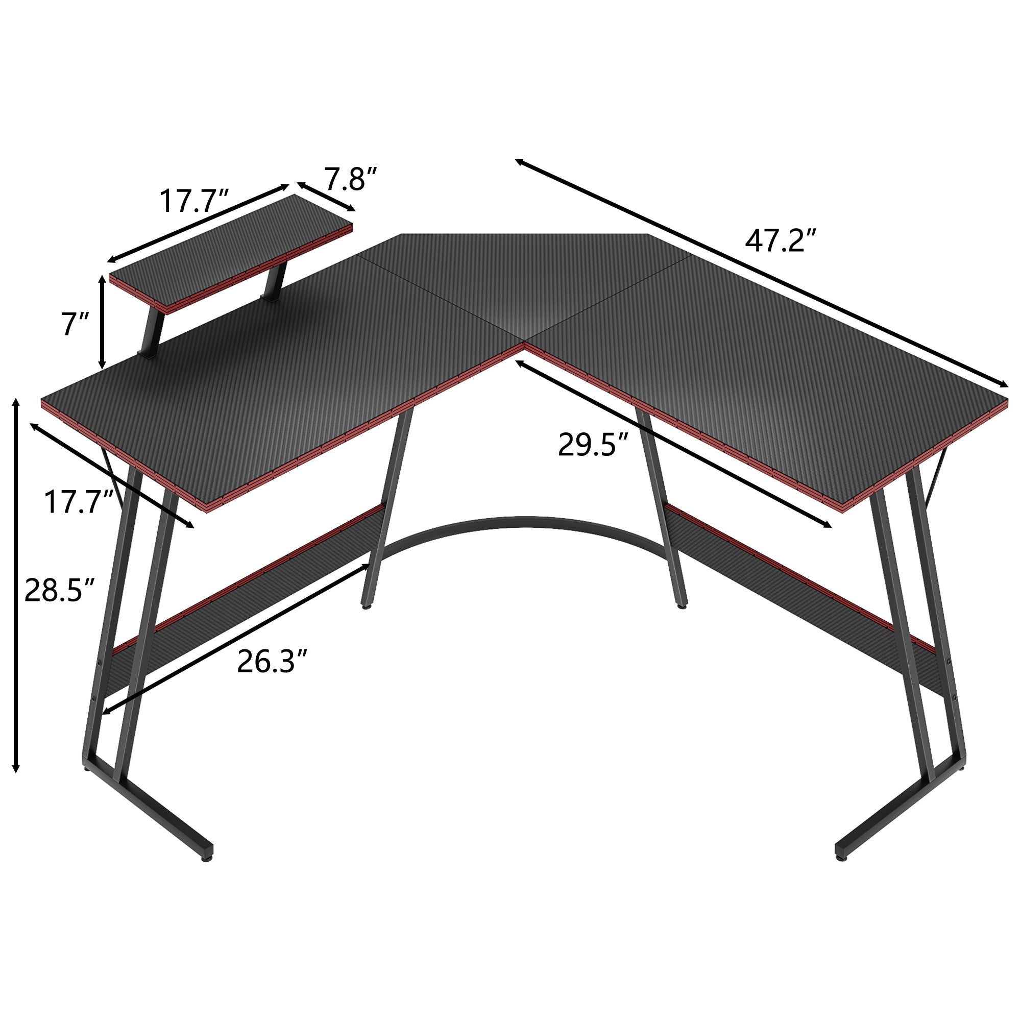 homall-gaming-desk-eckschreibtisch-l-form-schwarz-120cm image 2