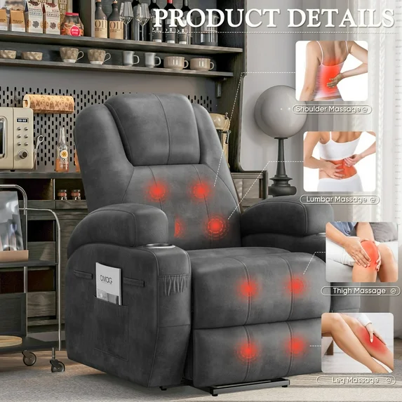 homall-recliner-chair-fernsehsessel-grau-massage-aufstehhilfe image 5