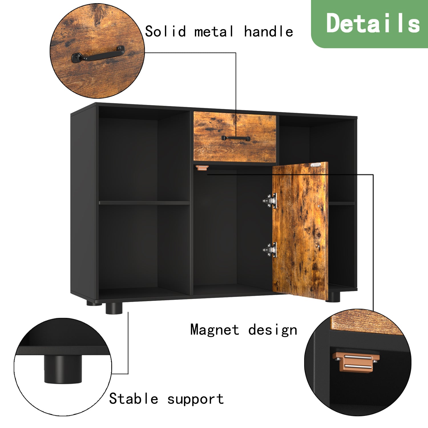 homall-shelf-sideboard-holz-mit-schublade-braun image 5