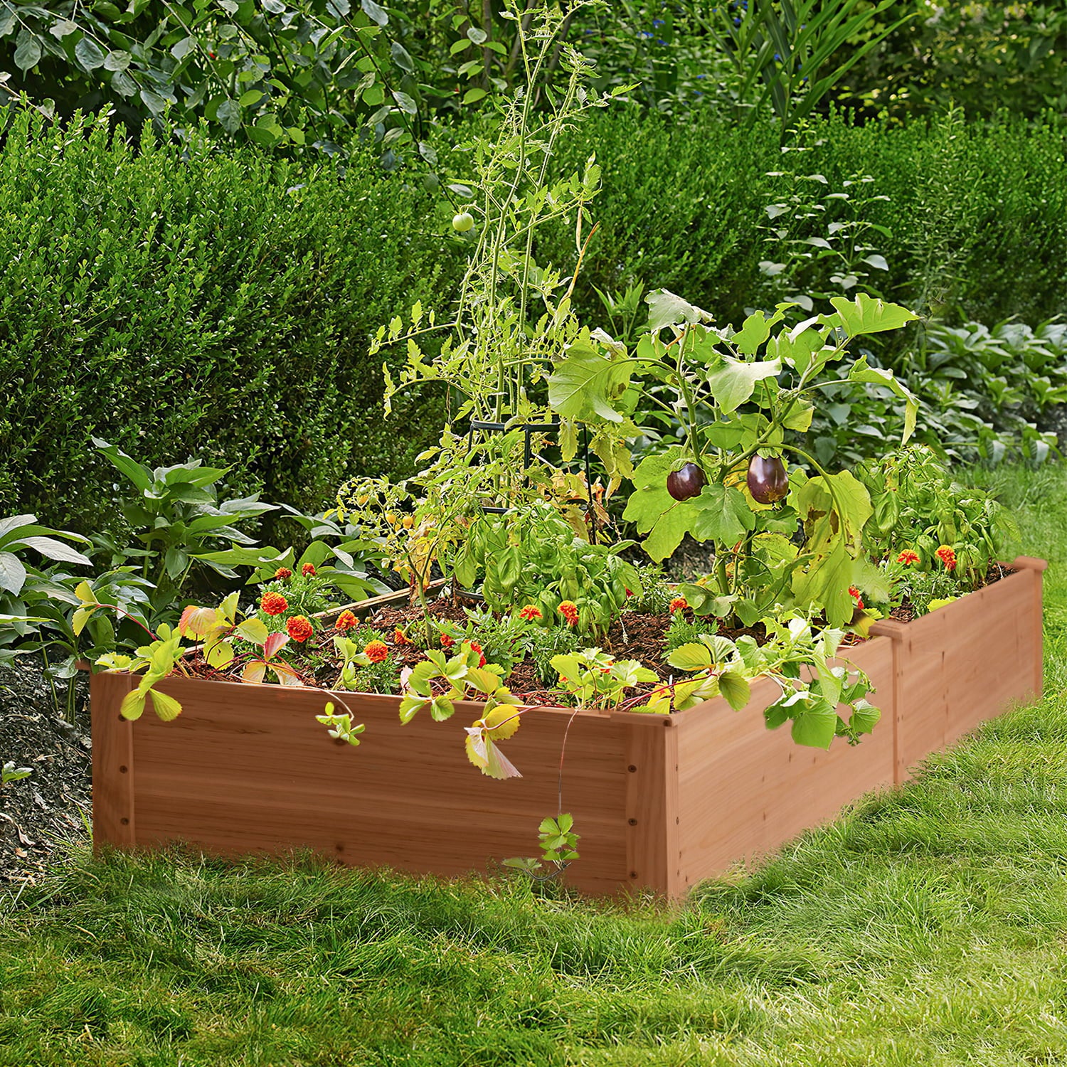 homall-hochbeet-holz-233-cm-pflanzkasten-natur-teilbar image 3