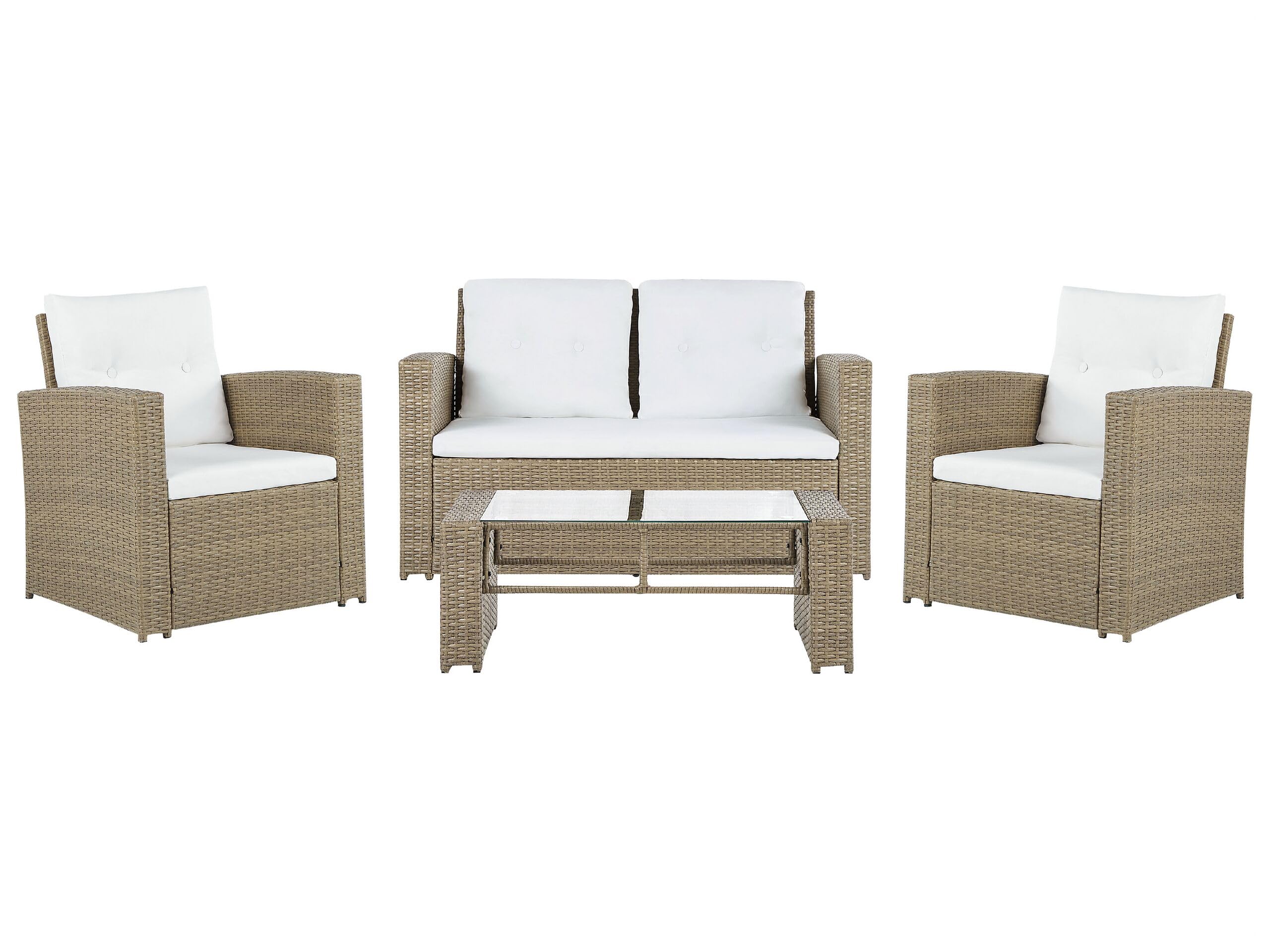 beliani-luca-gartenset-rattan-natur-cremewei-4-personen image 1