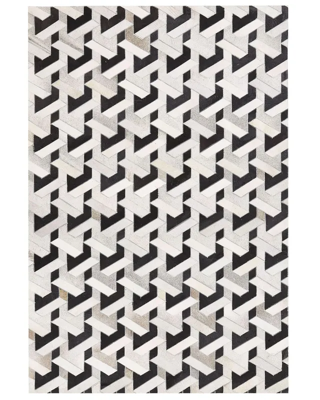 beliani-narman-teppich-kuhfell-3d-140x200-schwarz-grau image 1