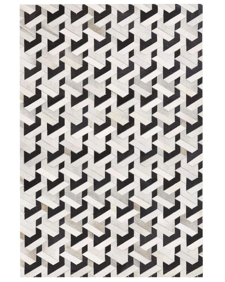 beliani-narman-teppich-kuhfell-3d-140x200-schwarz-grau image 1
