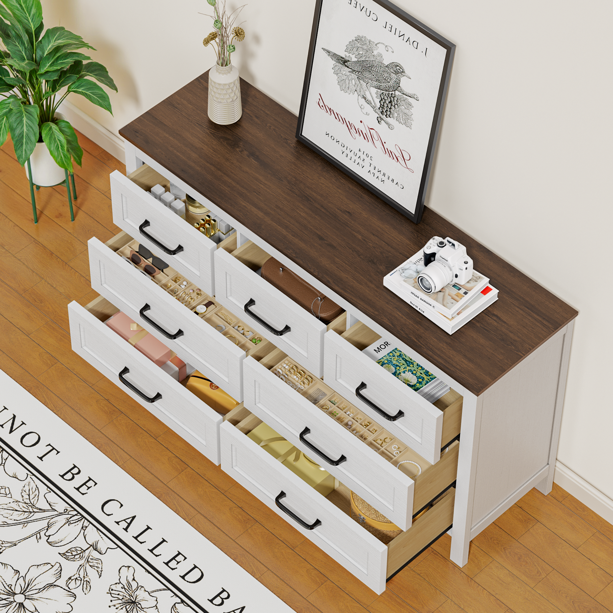 homall-bedroom-kommode-braun-7-schubladen-137-cm-mit-kippschutz image 4
