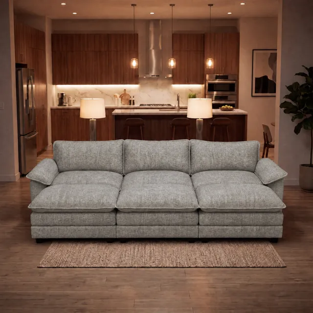 homall-sofa-119-zoll-modular-3-sitzer-couch-grau-chenille image 1