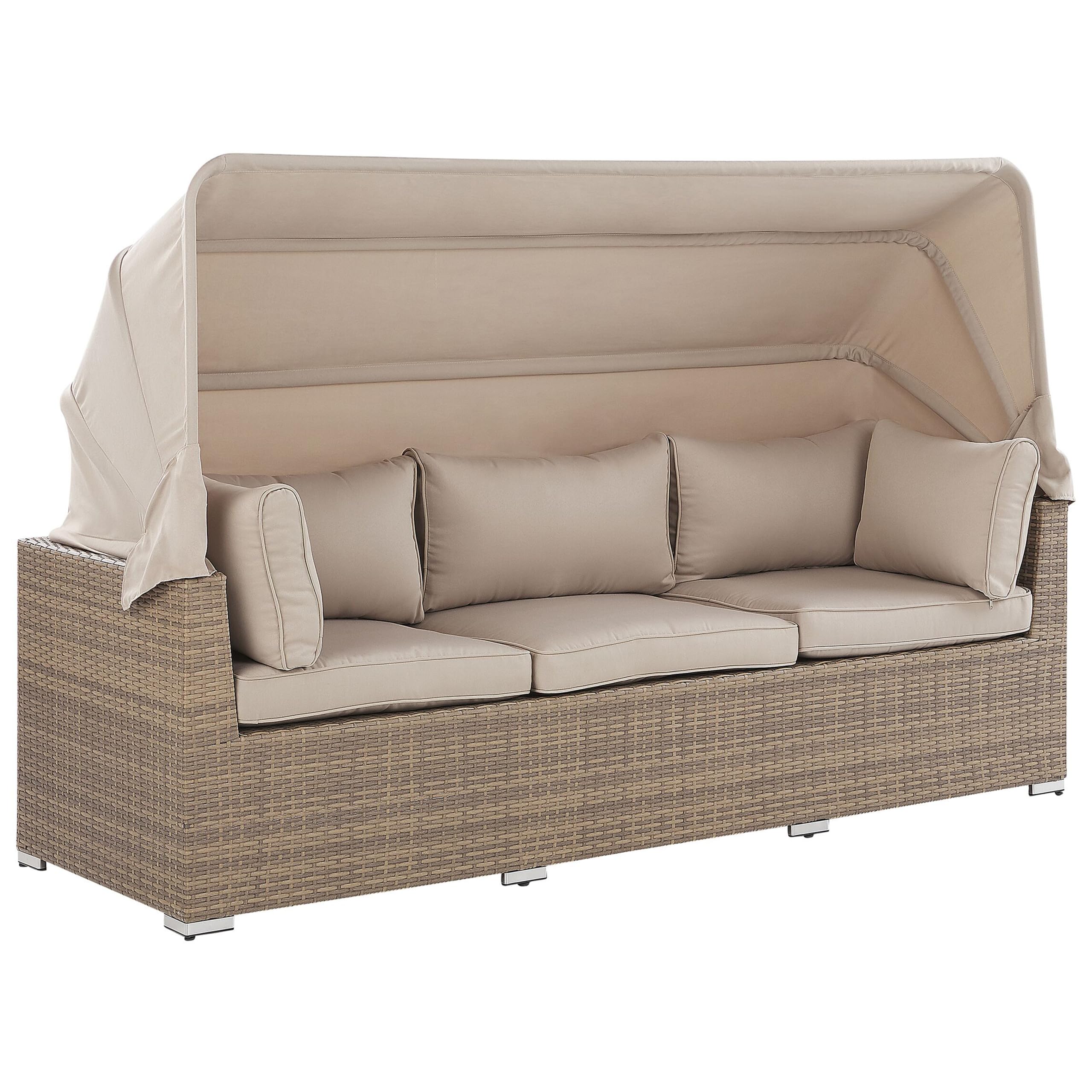 beliani-coccolia-loungeset-polyrattan-beige-5-teilig-mit-dach image 8