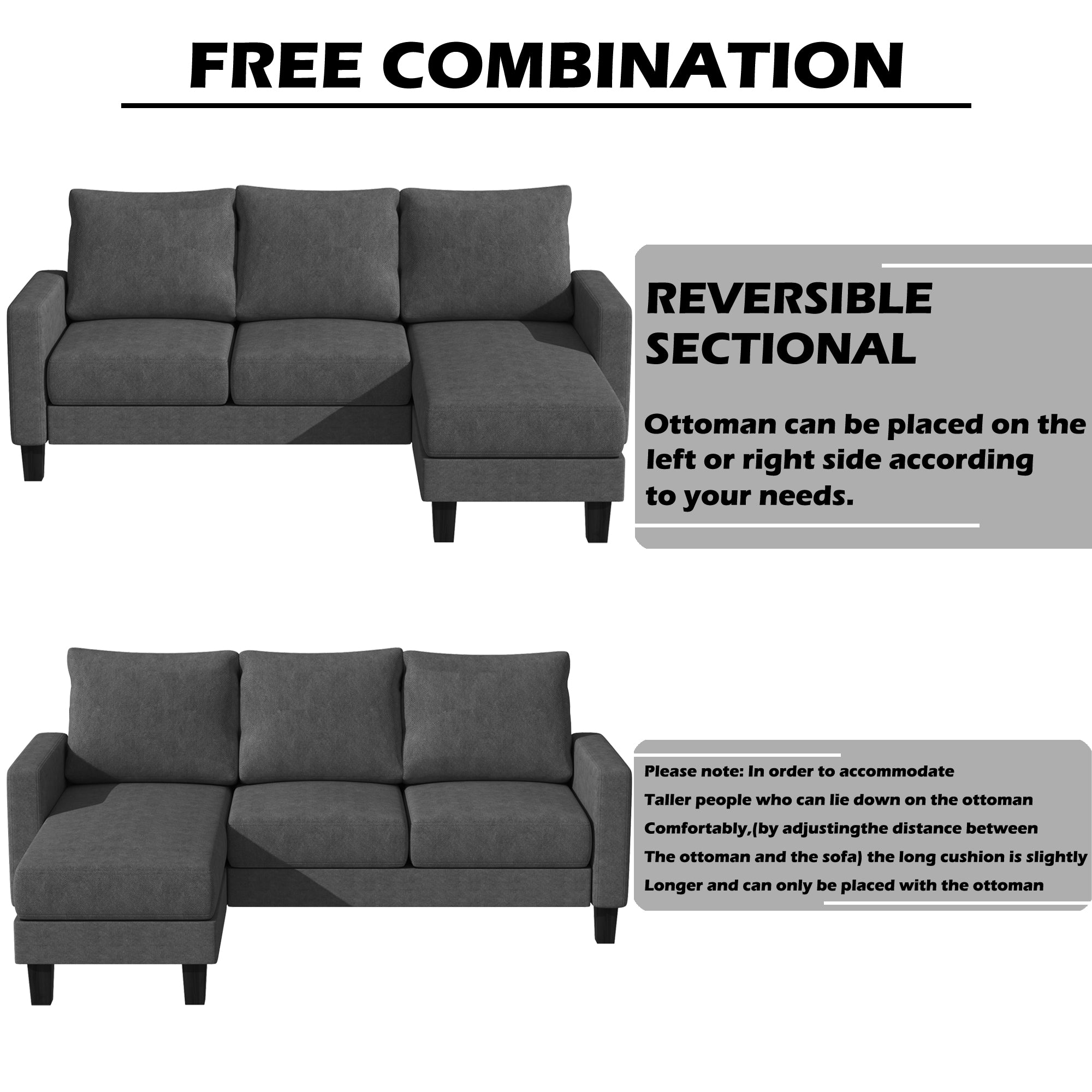 homall-sofa-ecksofa-l-form-leinencouch-grau image 6