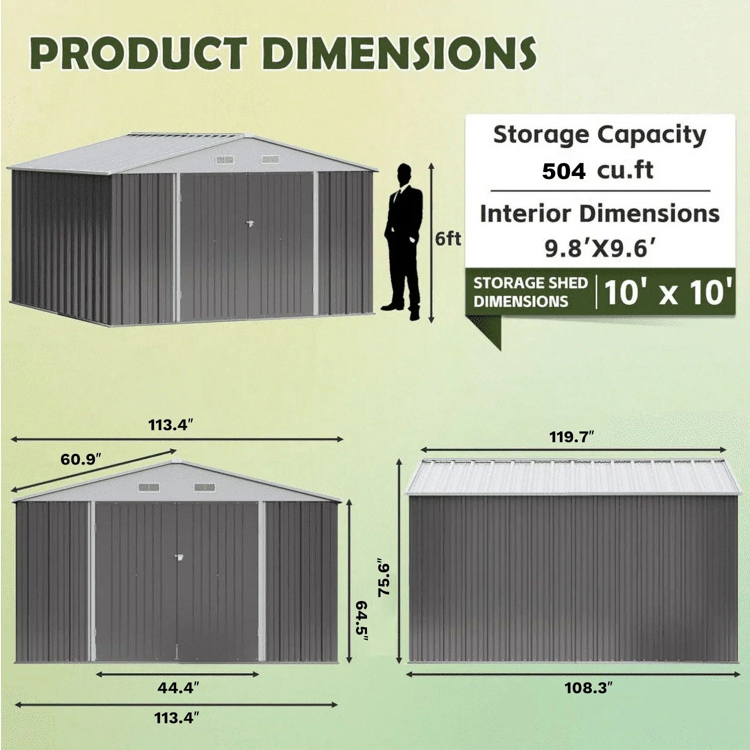 homall-metal-shed-ger-tehaus-metall-grau-10x10ft-abschlie-bar image 5