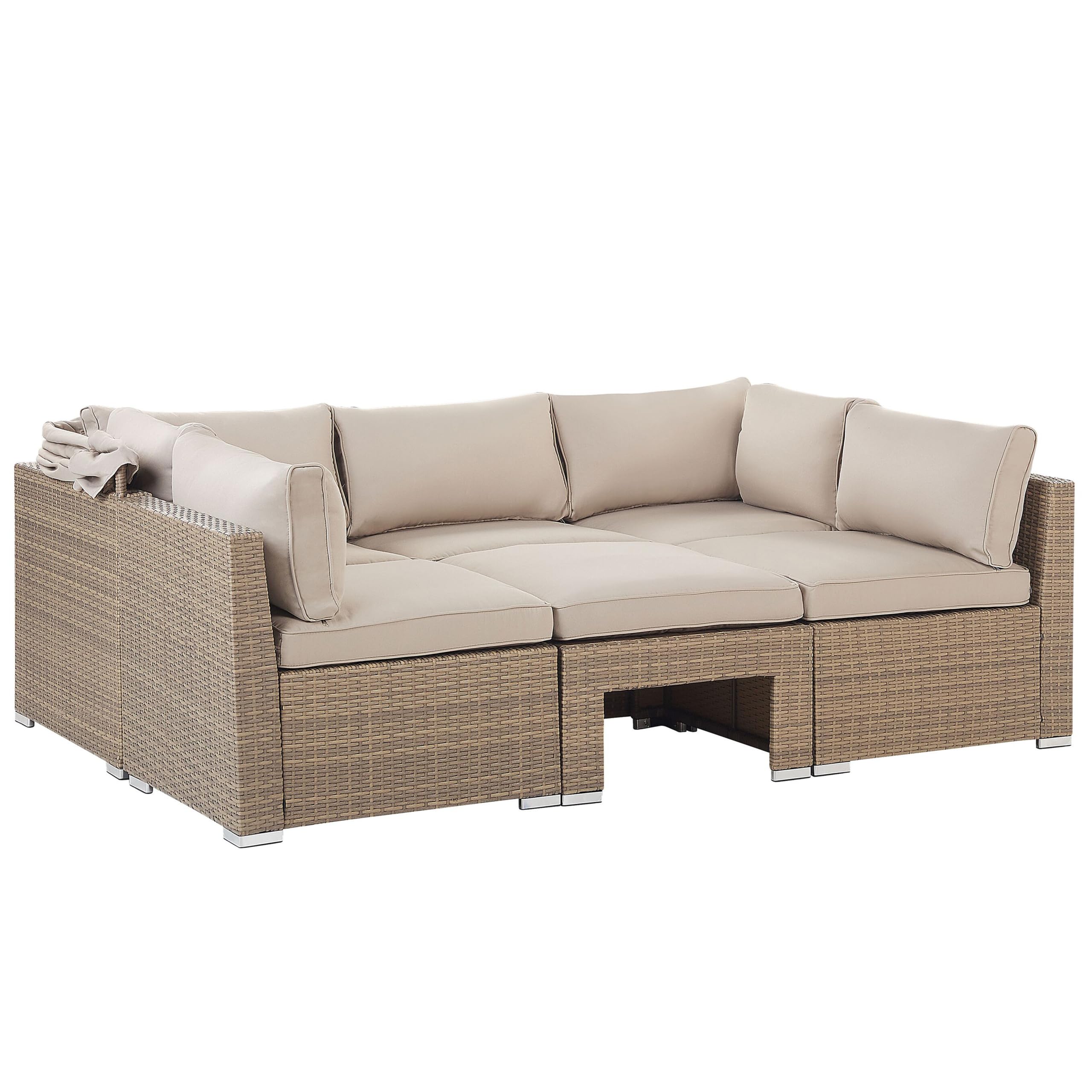 beliani-coccolia-loungeset-polyrattan-beige-5-teilig-mit-dach image 7