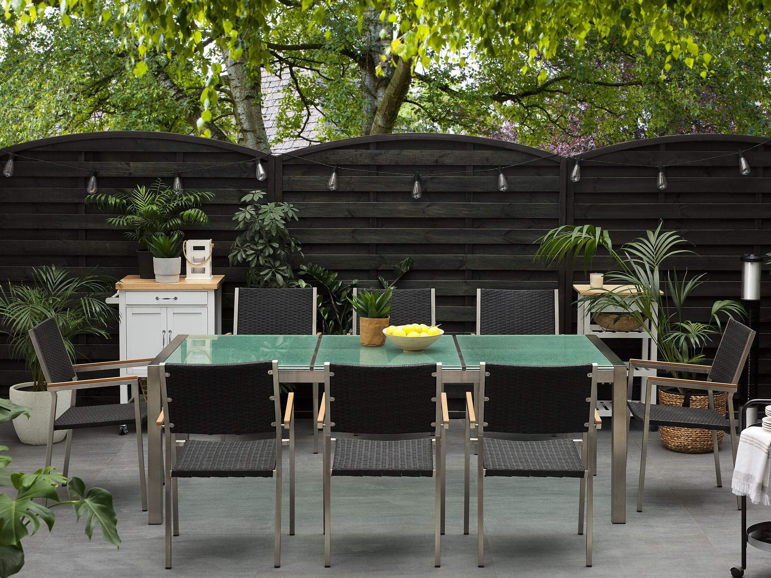 beliani-grosseto-gartenset-8-sitzer-schwarz-220-cm-rattan image 2