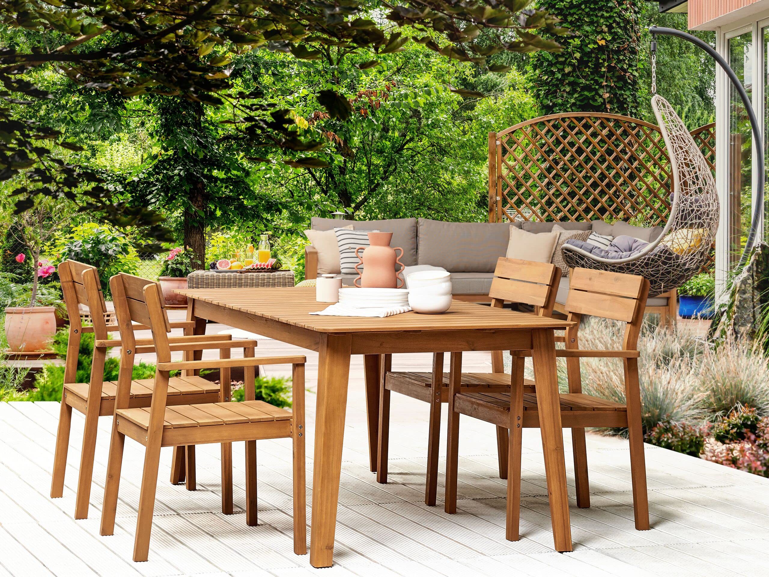beliani-fornelli-gartenset-akazie-tisch-4-st-hle-180-cm image 2