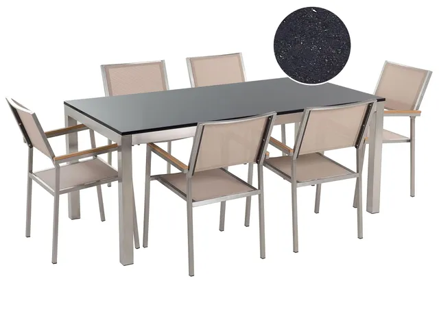 beliani-grosseto-gartenm-belset-180-cm-schwarz-beige-granit image 1