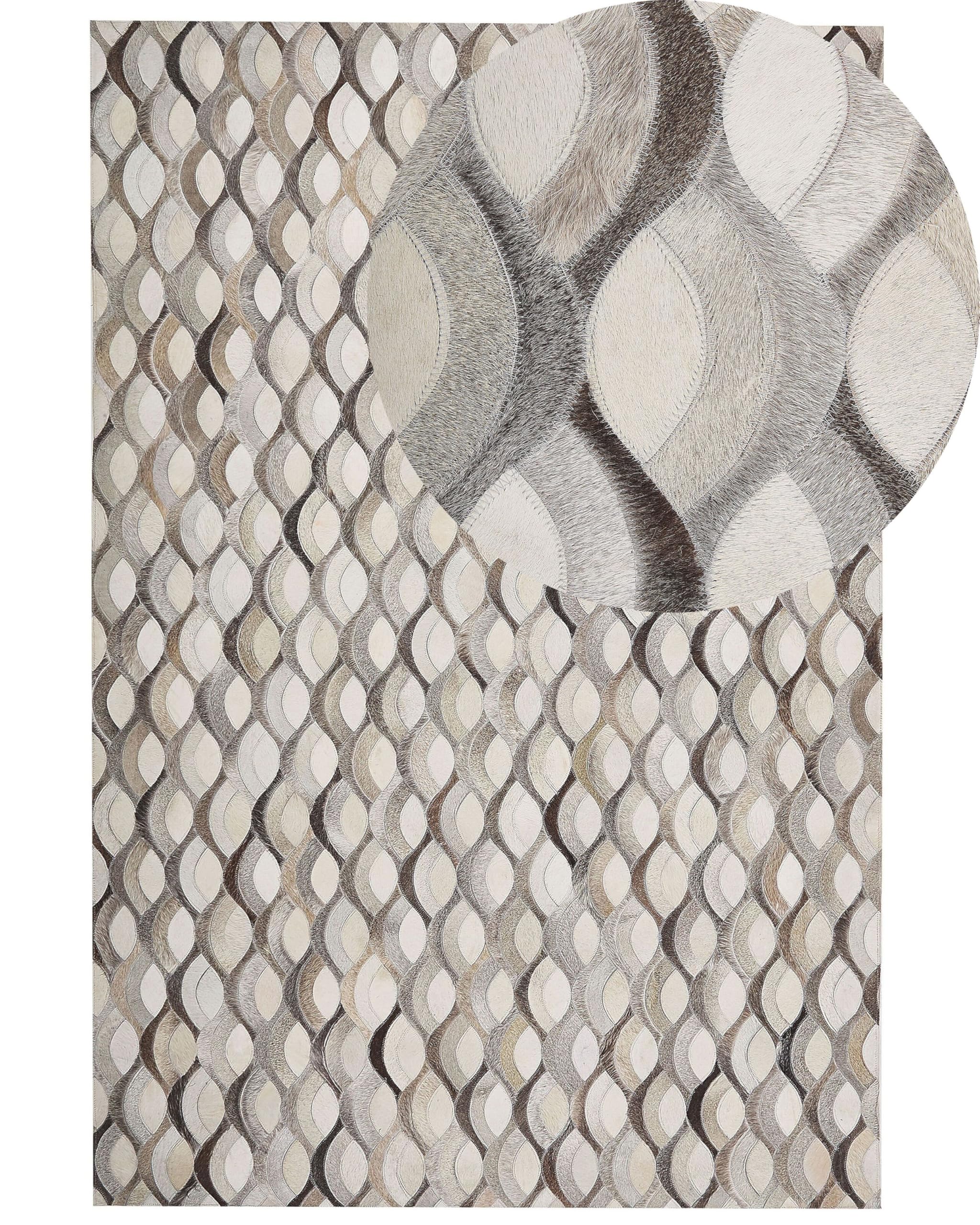 beliani-kirca-teppich-140x200-cm-braun-beige-leder-rautenmuster image 1